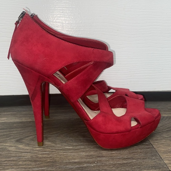 Miu Miu | Red Suede strappy Heels | 39 1/2 - Picture 5 of 11